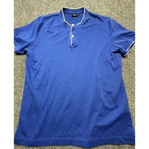 Uniqlo Theory Polo Shirt Mens XL Blue Short Sleeve Button Performance Casual